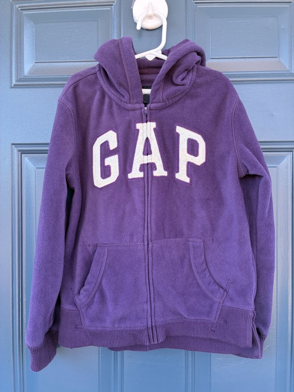 GAP Purple Hooded Fleece Zip Jacket with White sequin Logo Girls size 10